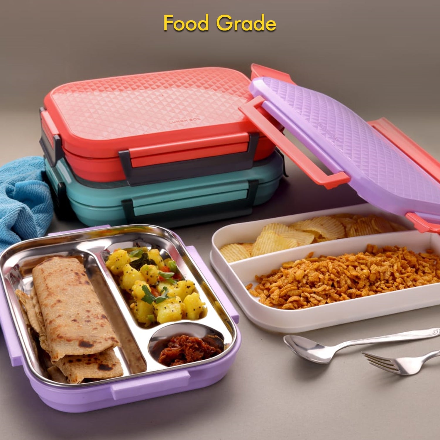 5364 Break Time Lunch Box Steel Plate Multi Compartment Lunch Box Carry To All Type lunch In Lunch Box & Premium Quality Lunch Box ideal For Office , School Kids & Travelling Ideal DeoDap 5364 Break Time Lunch Box Steel Plate Multi Compartment Lunch Box Carry To All Type lunch In Lunch Box & Premium Quality Lunch Box ideal For Office , School Kids & Travelling Ideal DeoDap